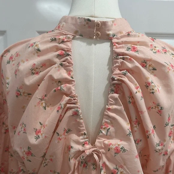 NWT Anthropology Coquette Girl Cropped Bubble Puff Sleeve Cinch Blouse Size M - Picture 7 of 11